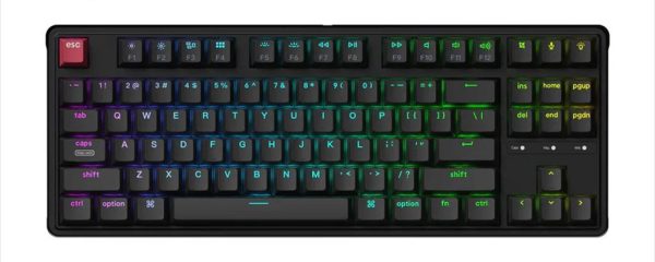KEYBOARD MECHANICAL KEYCHRON C3 PRO 8K TKL QMK/VIA RGB HS Keychron Super Red switch,  Black , C3PX-H1
