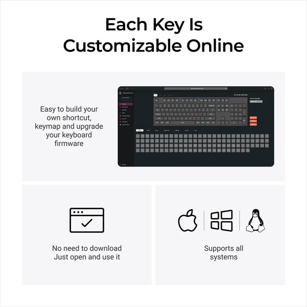 KEYBOARD MECHANICAL KEYCHRON C2 Pro 8K QMK RGB, Full Size, Super Red switch, C2PX-M1 - Image 3