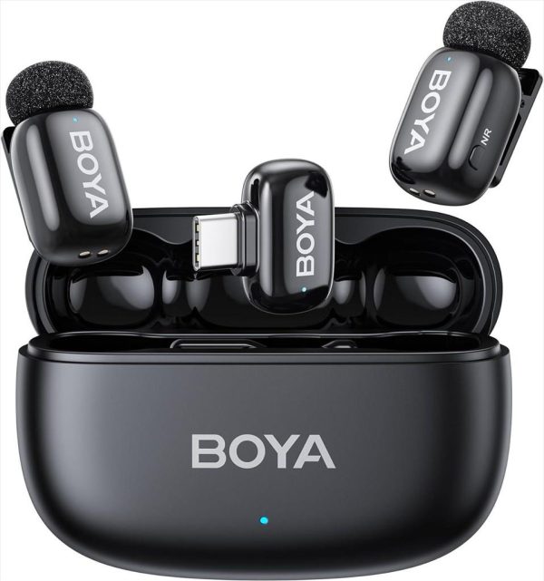 Microphone wireless system boya mini 2-02, 2xmic, usb-c receiver, black, mini 2-02