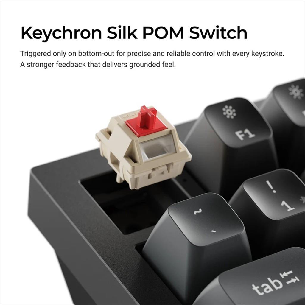 KEYBOARD MECHANICAL KEYCHRON Q6 ULTRA 8K RGB FULL SIZE Metal body, HS Keychron Silk POM Red Switch Multi-Device (2.4Ghz & BT), Black, w/knob,Q6U-M1 - Image 3