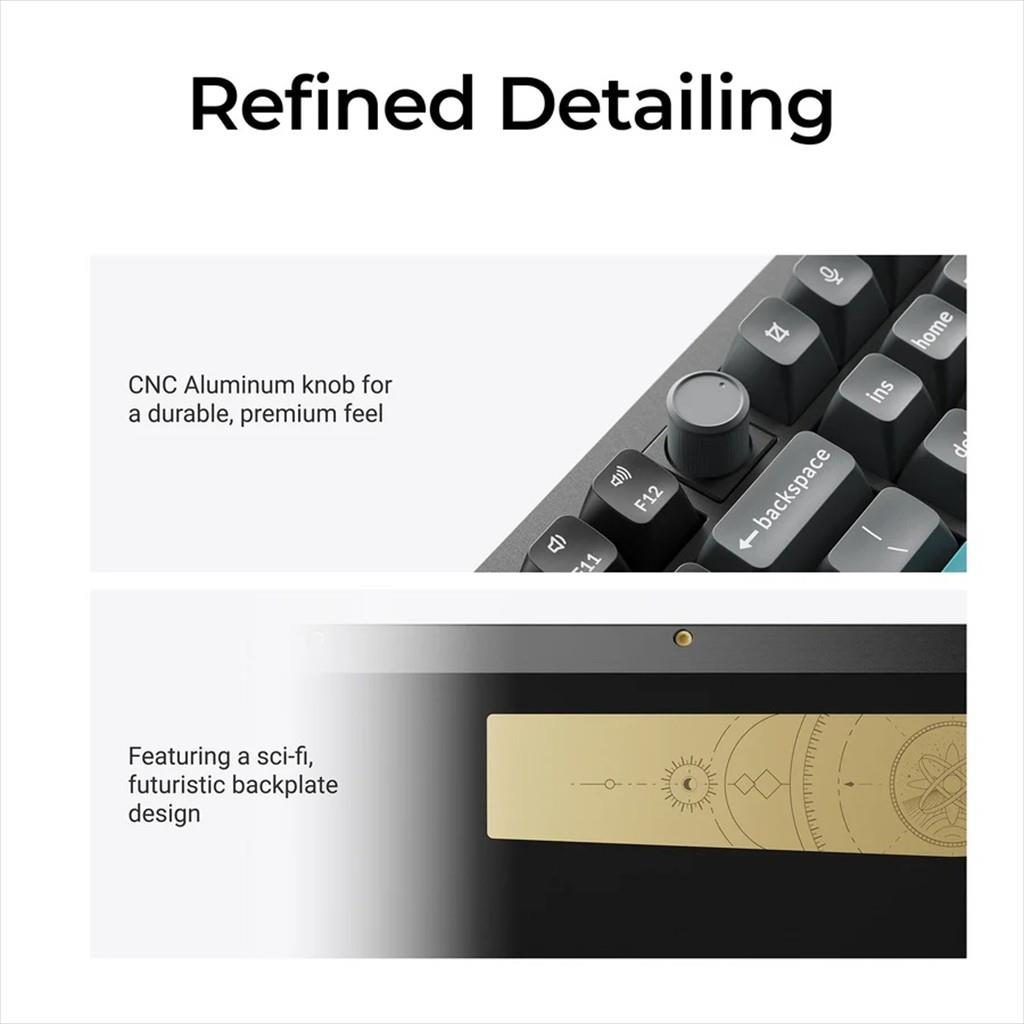 KEYBOARD MECHANICAL KEYCHRON Q6 ULTRA 8K RGB FULL SIZE Metal body, HS Keychron Silk POM Red Switch Multi-Device (2.4Ghz & BT), Black, w/knob,Q6U-M1 - Image 4
