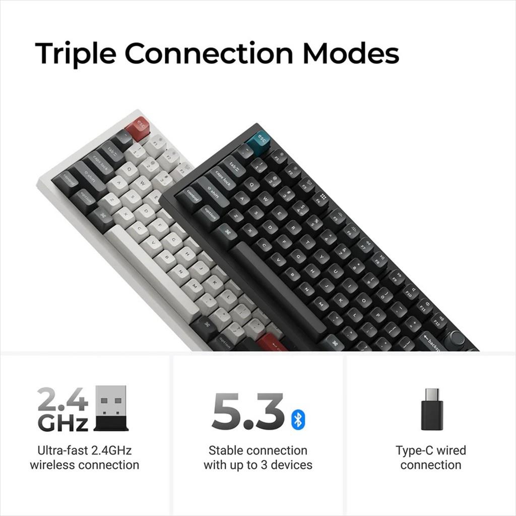 KEYBOARD MECHANICAL KEYCHRON Q6 ULTRA 8K RGB FULL SIZE Metal body, HS Keychron Silk POM Red Switch Multi-Device (2.4Ghz & BT), Black, w/knob,Q6U-M1 - Image 5