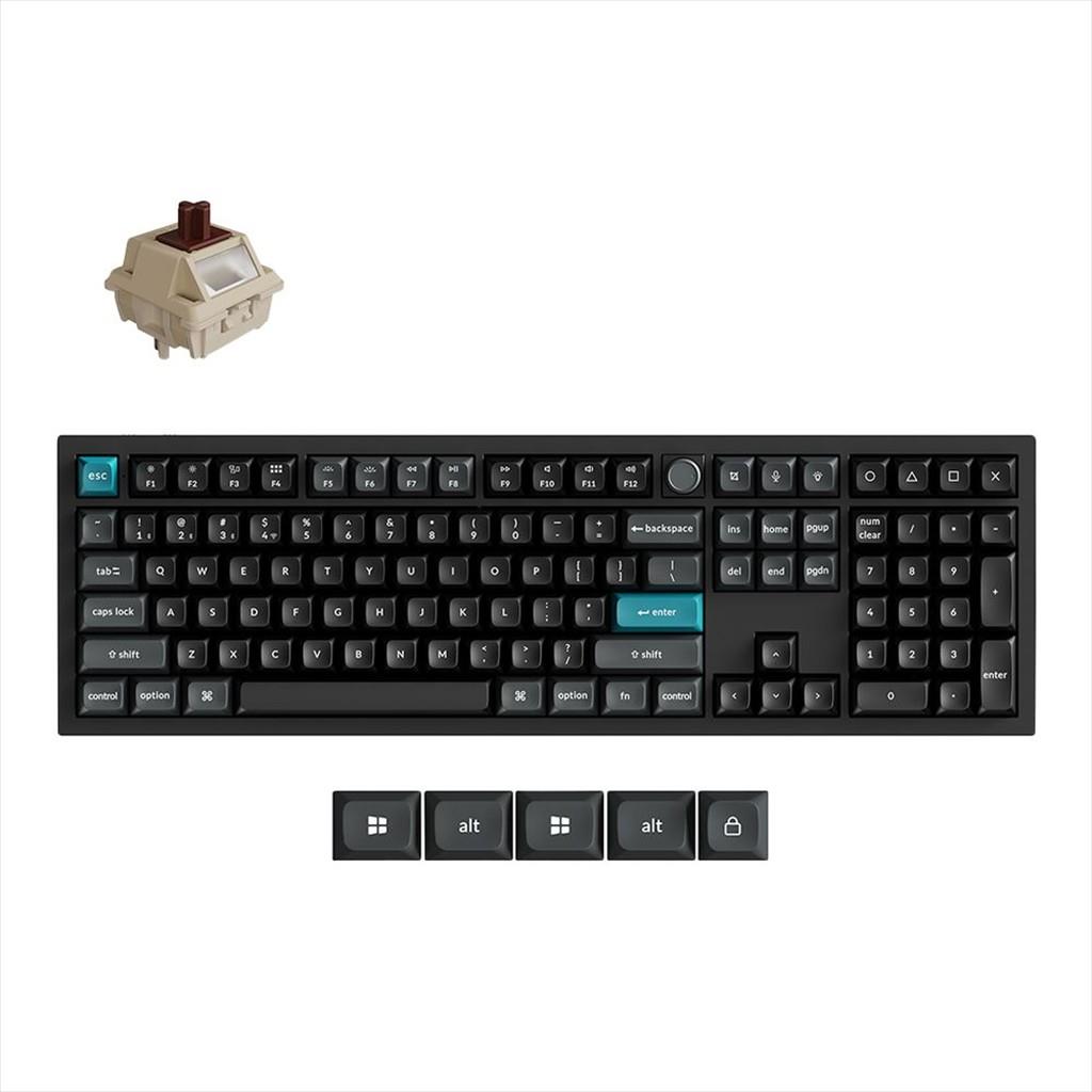 KEYBOARD MECHANICAL KEYCHRON Q6 ULTRA 8K RGB FULL SIZE Metal body, HS Keychron Silk POM Brown Switch Multi-Device (2.4Ghz & BT), Black, w/knob,Q6U-M3