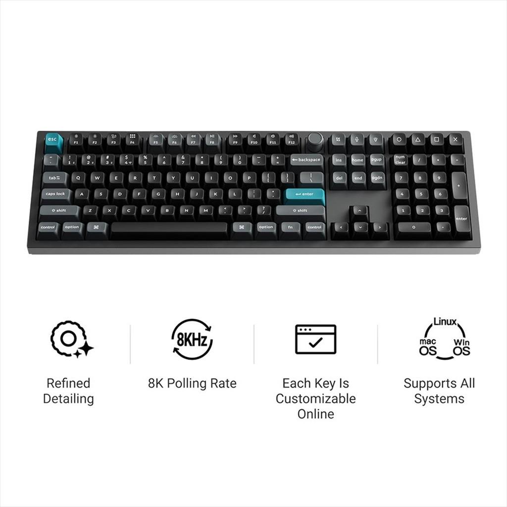 KEYBOARD MECHANICAL KEYCHRON Q6 ULTRA 8K RGB FULL SIZE Metal body, HS Keychron Silk POM Brown Switch Multi-Device (2.4Ghz & BT), Black, w/knob,Q6U-M3 - Image 3