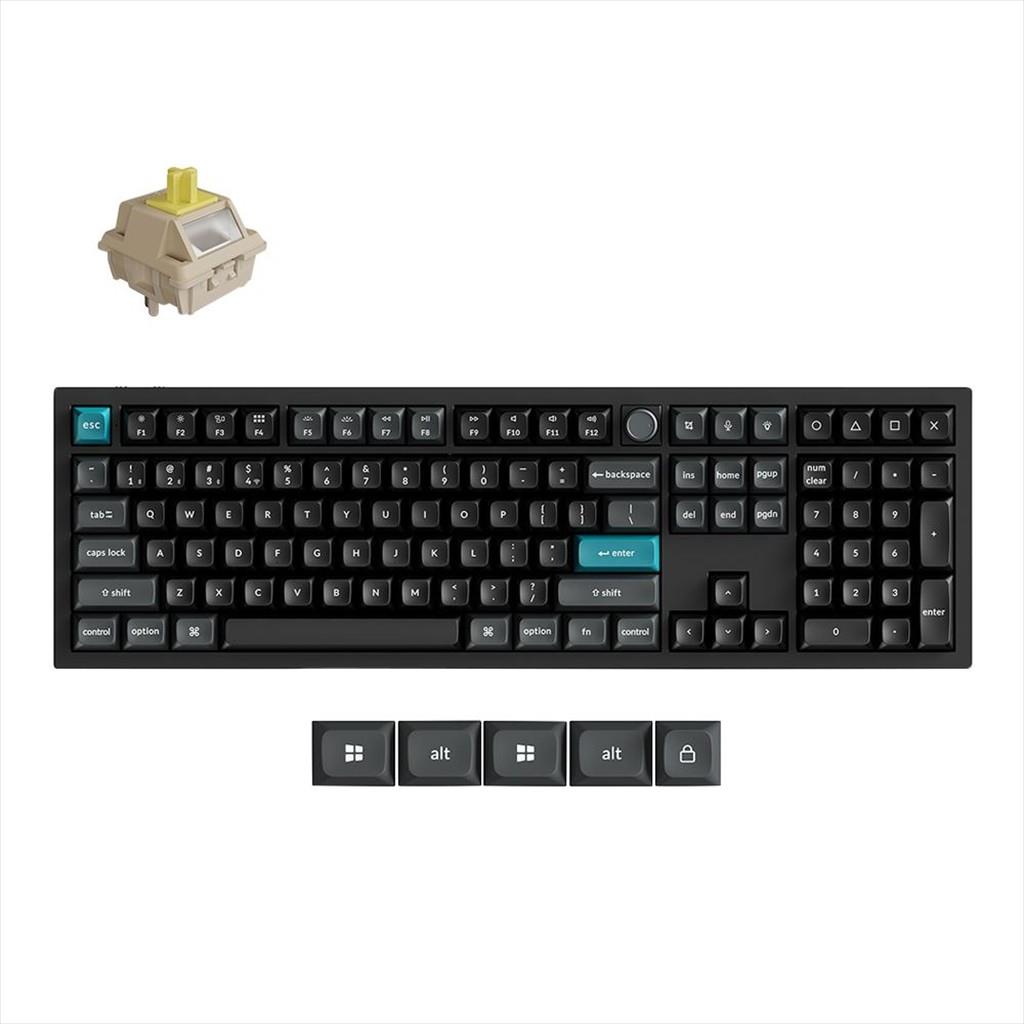 KEYBOARD MECHANICAL KEYCHRON Q6 ULTRA 8K RGB FULL SIZE Metal body, HS Keychron Silk POM Banana Switch Multi-Device (2.4Ghz & BT), Black, w/knob,Q6U-M4