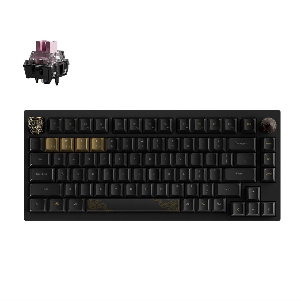 KEYBOARD MECHANICAL KEYCHRON BLACK MYTH WUKONG DELUXE EDITION 75% , Metal Body, HS, RGB, 2.4 GHz & BT, Pre-lubed TTC Golden Pink switch, w/knob, WKD-21