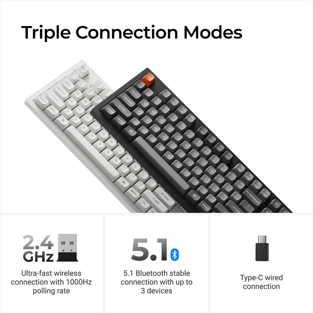 KEYBOARD MECHANICAL KEYCHRON K10 MAX HS Full Size RGB Keychron super Banana switch, Multi-Device 2.4 GHz & BT Black, K10M-H4 - Image 5