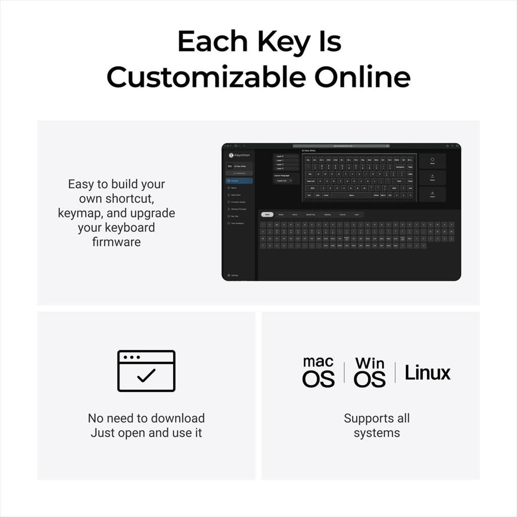 KEYBOARD MECHANICAL KEYCHRON K3 MAX QMK/VIA LP RGB HS 75% Gateron Brown switch Multi-Device (Wired+Bluetooth), Black, K3M-H3 - Image 2