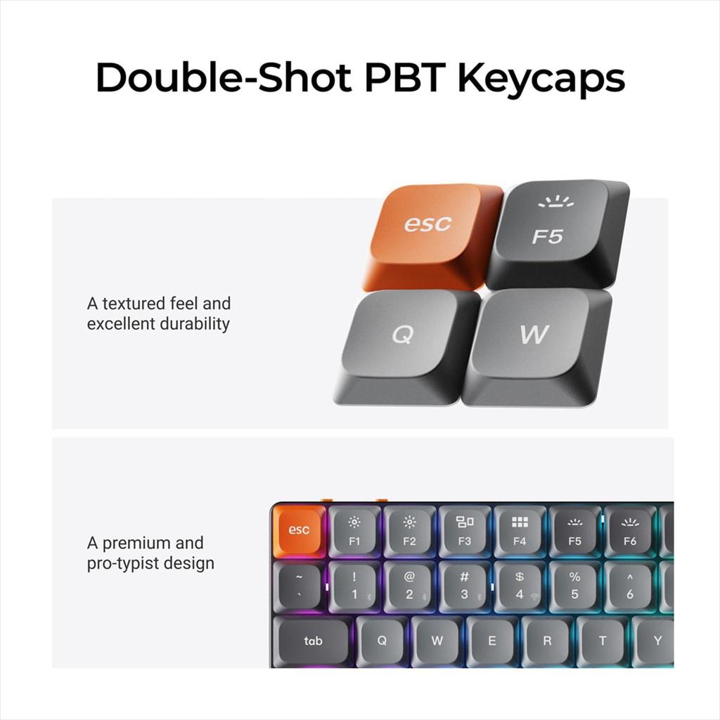 KEYBOARD MECHANICAL KEYCHRON K3 MAX QMK/VIA LP RGB HS 75% Gateron Brown switch Multi-Device (Wired+Bluetooth), Black, K3M-H3 - Image 4
