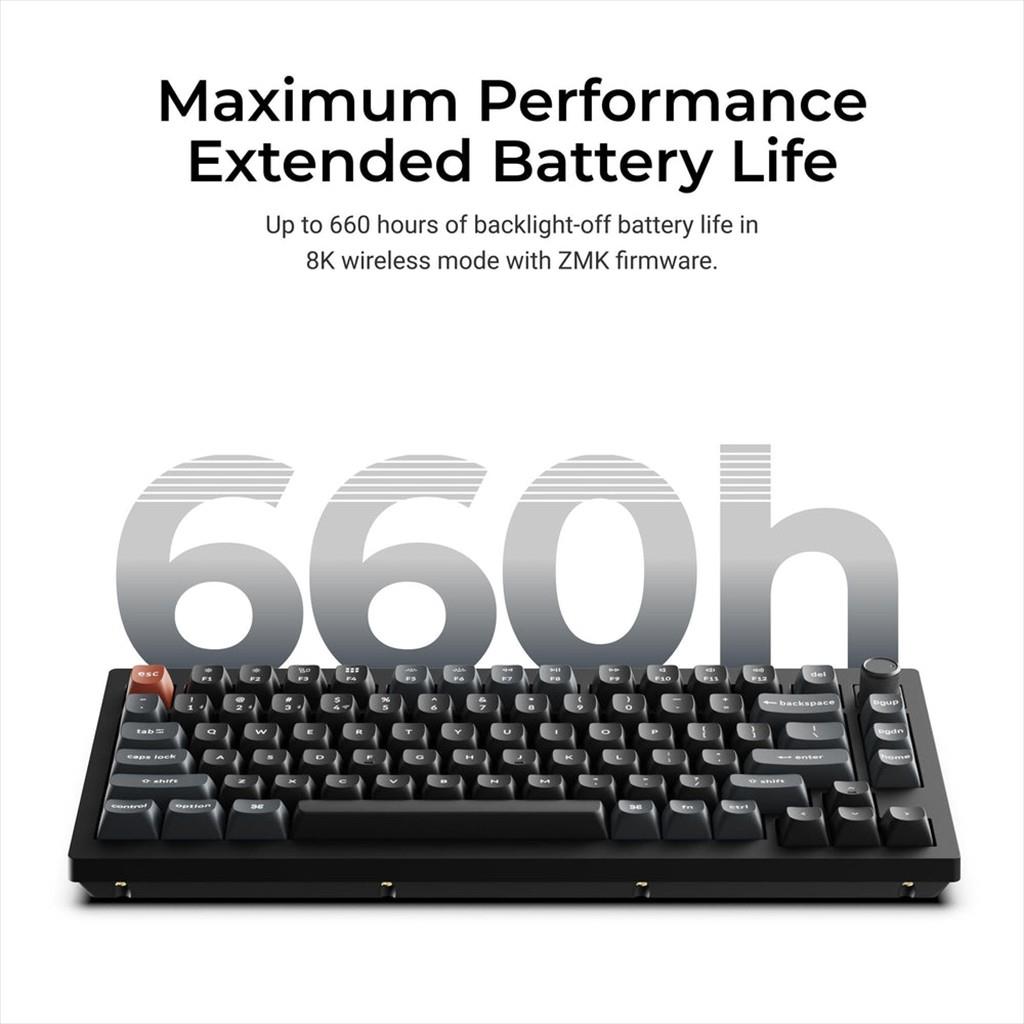 KEYBOARD WIRELESS MECHANICAL KEYCHRON V1 ULTRA 8K Polling Rate 75%, HS, RGB, Keychron Silk POM BANANA switch, OSA PBT, Black, w/knob, V1U-D4 - Image 5