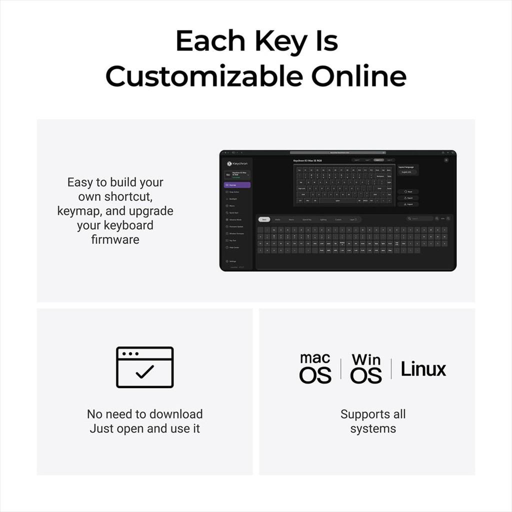 KEYBOARD WIRELESS MECHANICAL KEYCHRON K3 MAX SE QMK/VIA LP HS RGB, Milk POM Red Switch, 2.4Ghz/BT/Wired, Black, K3M-F1 - Image 2