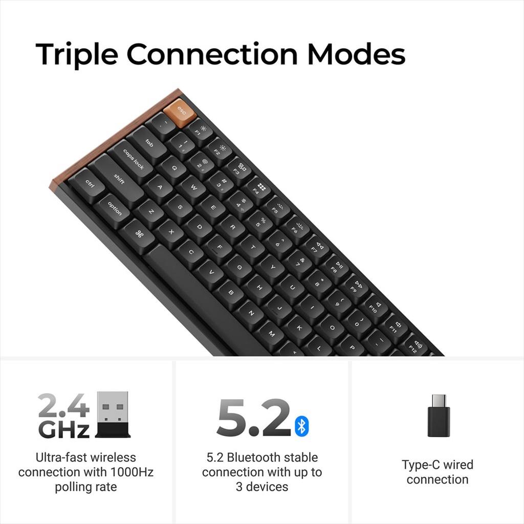 KEYBOARD WIRELESS MECHANICAL KEYCHRON K3 MAX SE QMK/VIA LP HS RGB, Milk POM Red Switch, 2.4Ghz/BT/Wired, Black, K3M-F1 - Image 3