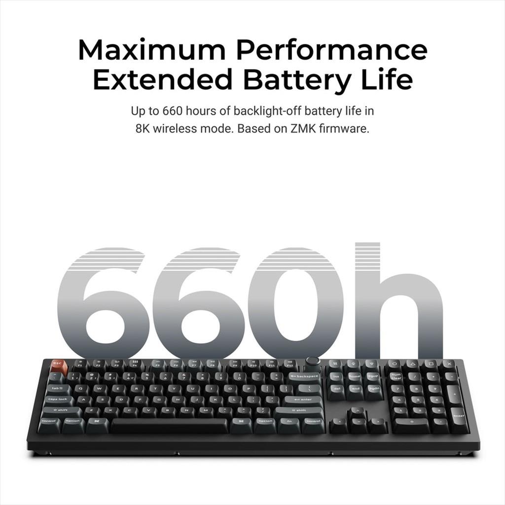 KEYBOARD WIRELESS MECHANICAL KEYCHRON V6 ULTRA 8K Full Size QMK/VIA, HS, RGB, Silk POM RED Switch, Black, 2.4Ghz/BT/Wired, w/knob, V6U-D1 - Image 5