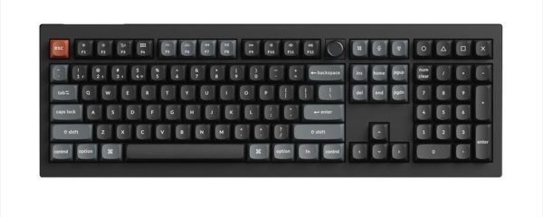 KEYBOARD WIRELESS MECHANICAL KEYCHRON V6 ULTRA 8K Full Size QMK/VIA, HS, RGB, Silk POM BROWN Switch, Black, 2.4Ghz/BT/Wired, w/knob, V6U-D3