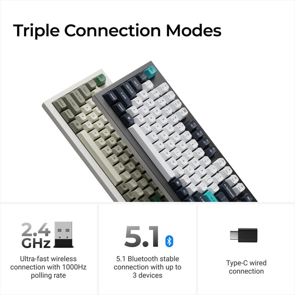 KEYBOARD WIRELESS MECHANICAL KEYCHRON Q5 MAX QMK/VIA RGB Al. body, HS Gateron Jupiter Brown, 2.4 GHz & BT, Carbon Black, w/knob, Q5M-M3 - Image 4