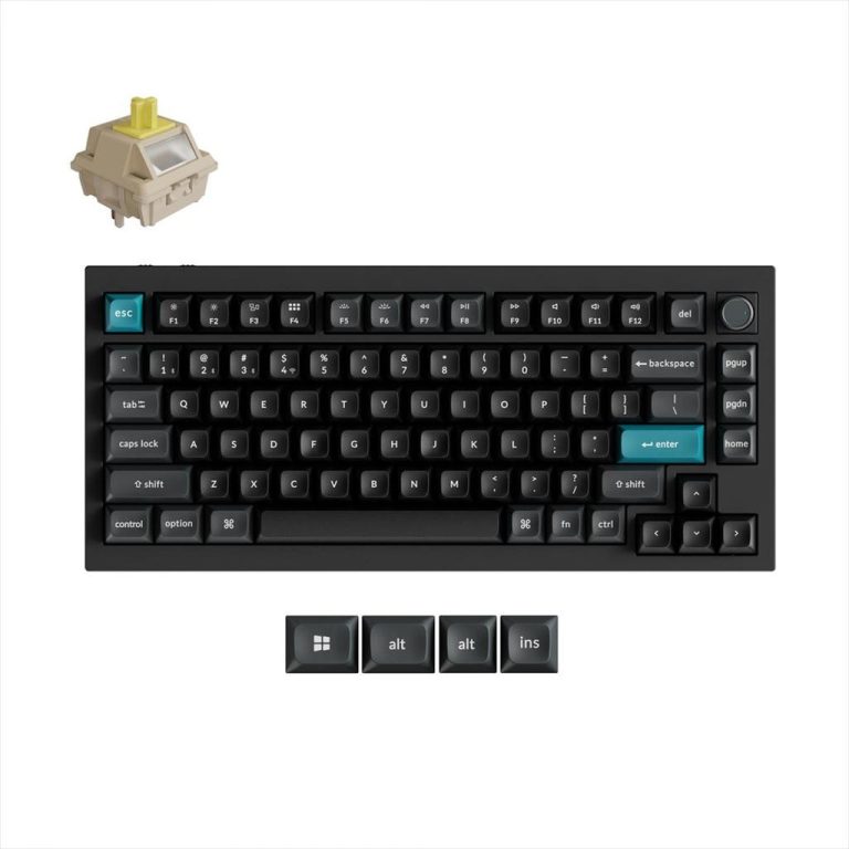 KEYBOARD WIRELESS MECHANICAL KEYCHRON Q1 ULTRA 8K ALUMINIUM HS RGB LED 75% Silk POM BANANA switch,Multi-Device (Wired,2.4Ghz,BT), BLACK, Q1U-M4