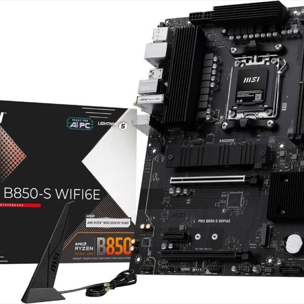 MB AM5 B850-S PRO WIFI6E MSI 4xDDR5 8200Mhz(O.C), HDMI, DP, PCI-Ex16 5.0,PCI-Ex4 4.0,2xPCI-Ex1 3.0,2xM.2,4xSATA3,Wi-Fi 6E, BT 5.3, 7E80-002R