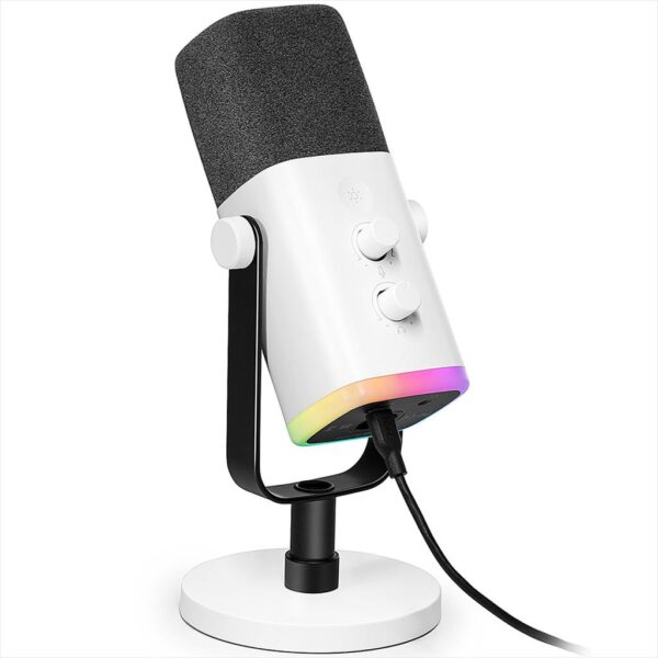 MICROPHONE FIFINE AМ8 RGB, USB Type-C, XLR-female to 6.35mm male, 2.0m cable, White, AМ8W
