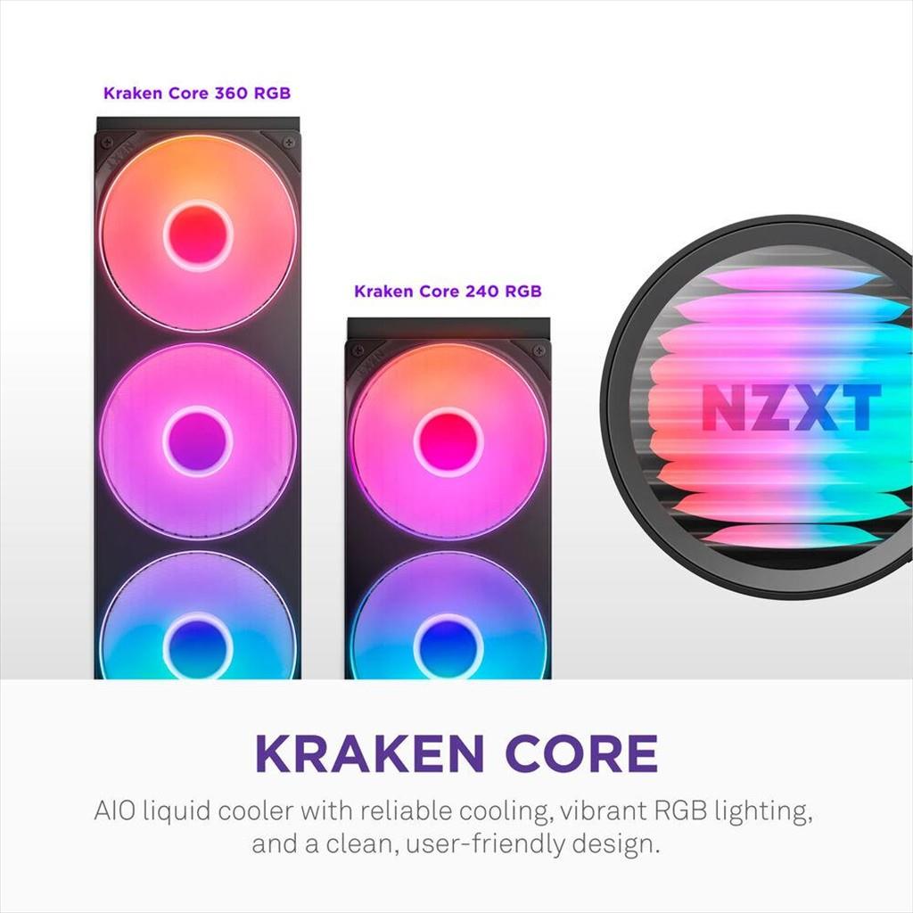 COOLERS CPU AIO NZXT Kraken Core 360 RGB, F360 RGB Core Fan, RGB LED Pump, Black, RL-KR36C-B1 - Image 2