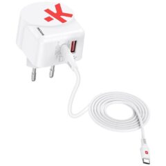 PHONE CHARGER SKROSS AC45PD EURO, 1x USB-A, 1x USB-C port (can charge laptop) type-c cable included