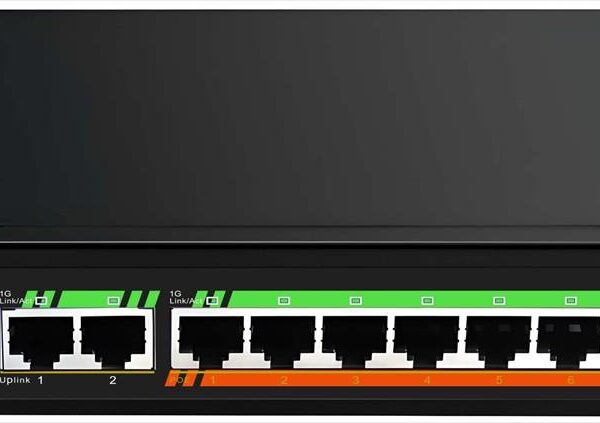 NET Switch POE DIEWU 10-port 10/100/1000, 8Port PoE+2 Port Uplink Ethernet Switch, TXE323