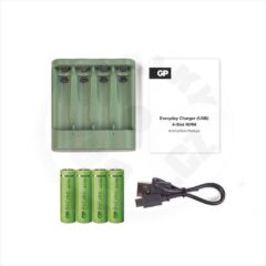 Battery CHARGER GP B421, 4x AA/AAA, BLACK, (4pcs AA included) USB