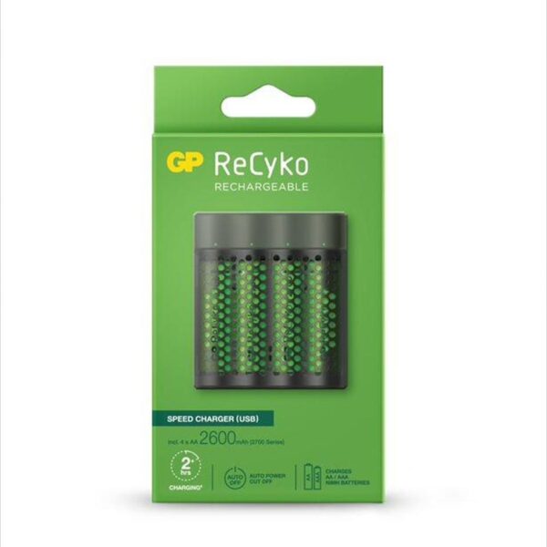Battery CHARGER GP M451, 4x AA/AAA, BLACK, (4pcs AA included) USB