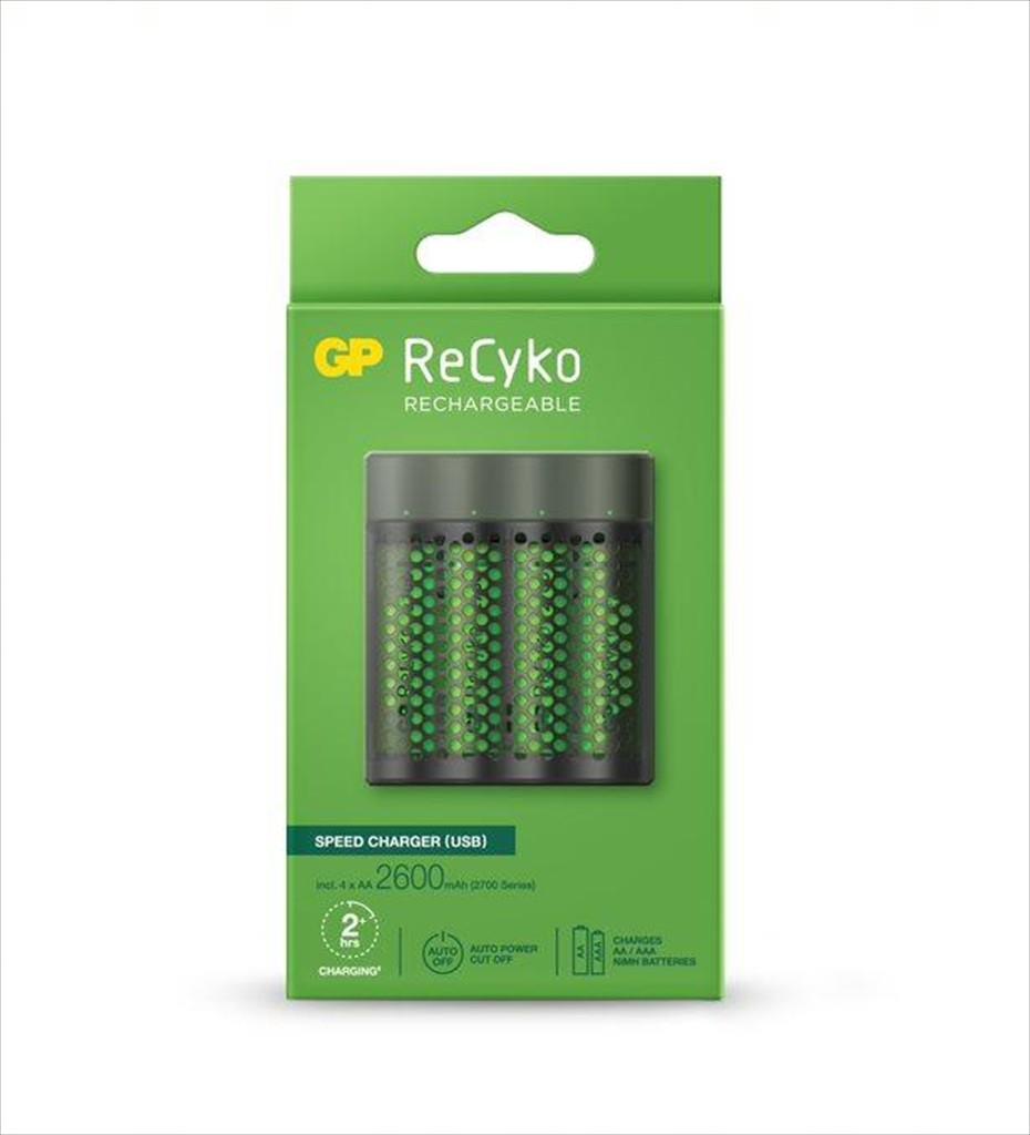 Battery CHARGER GP M451, 4x AA/AAA, BLACK, (4pcs AA included) USB