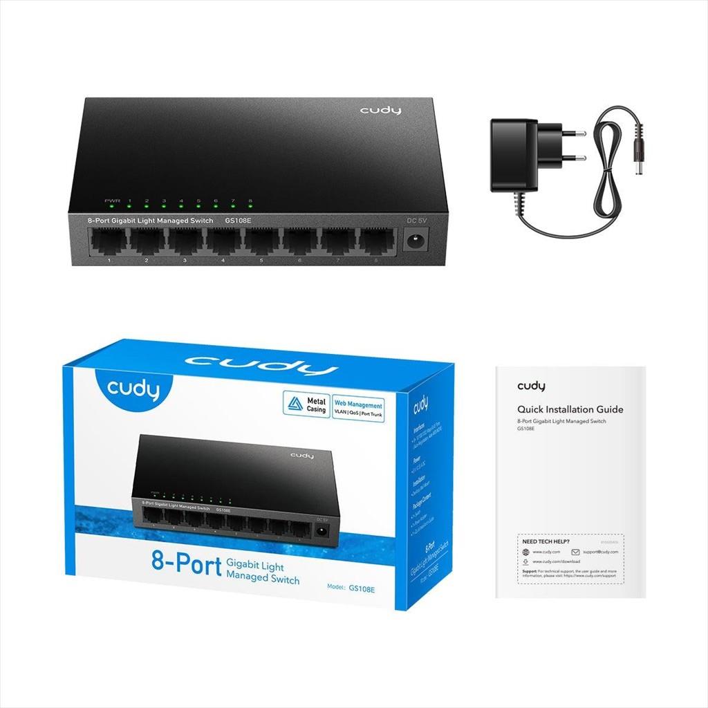 NET Switch CUDY 8-port Gigabit GS108E, Managed, metal - Image 2